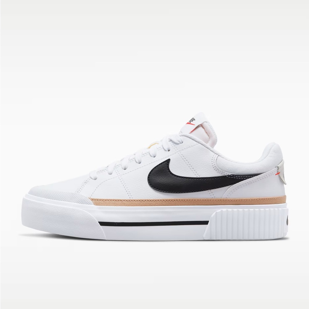Nike White and Black Court Sneakers